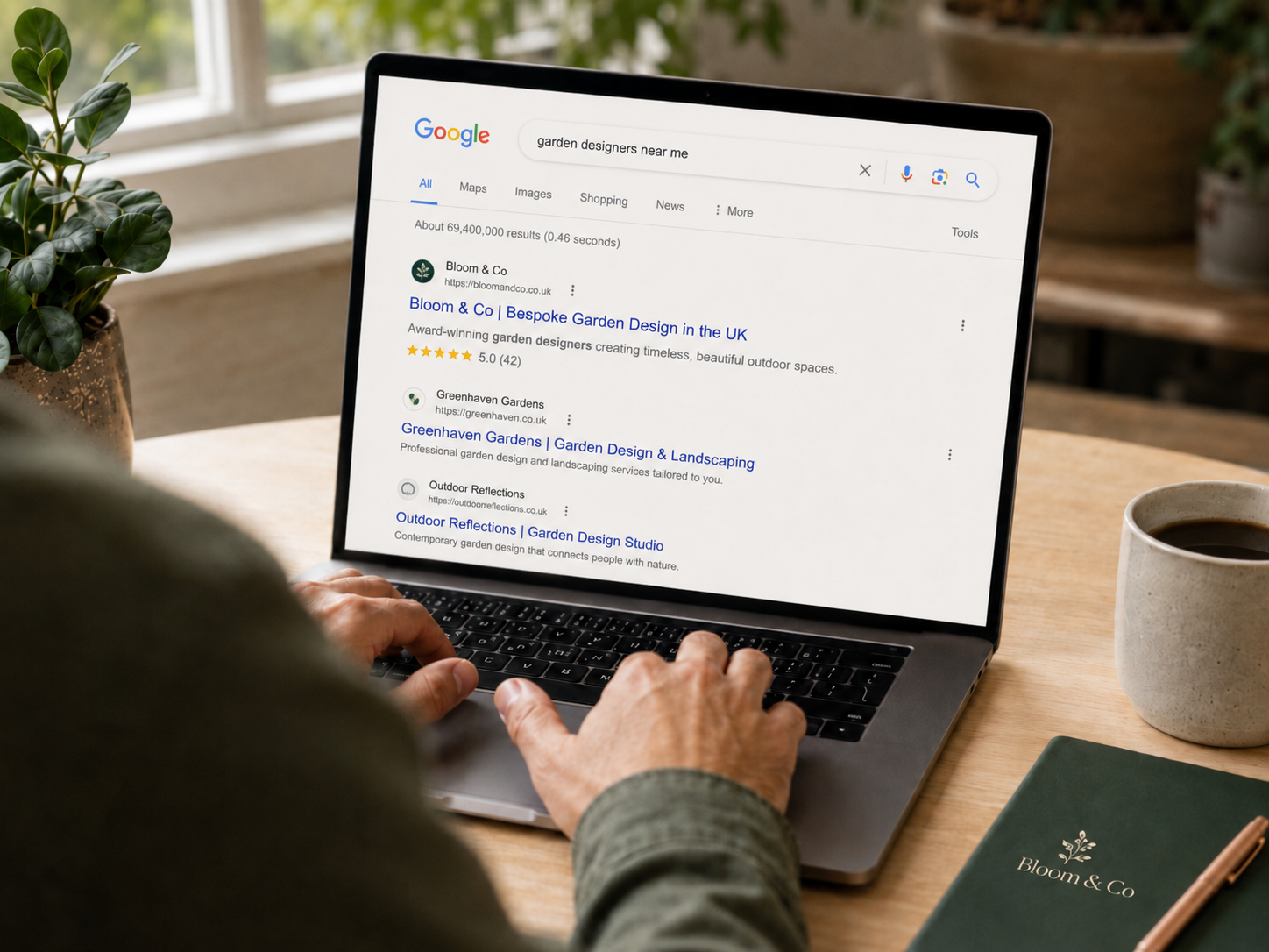 Local SEO campaign showing a business ranking prominently in Google search results.